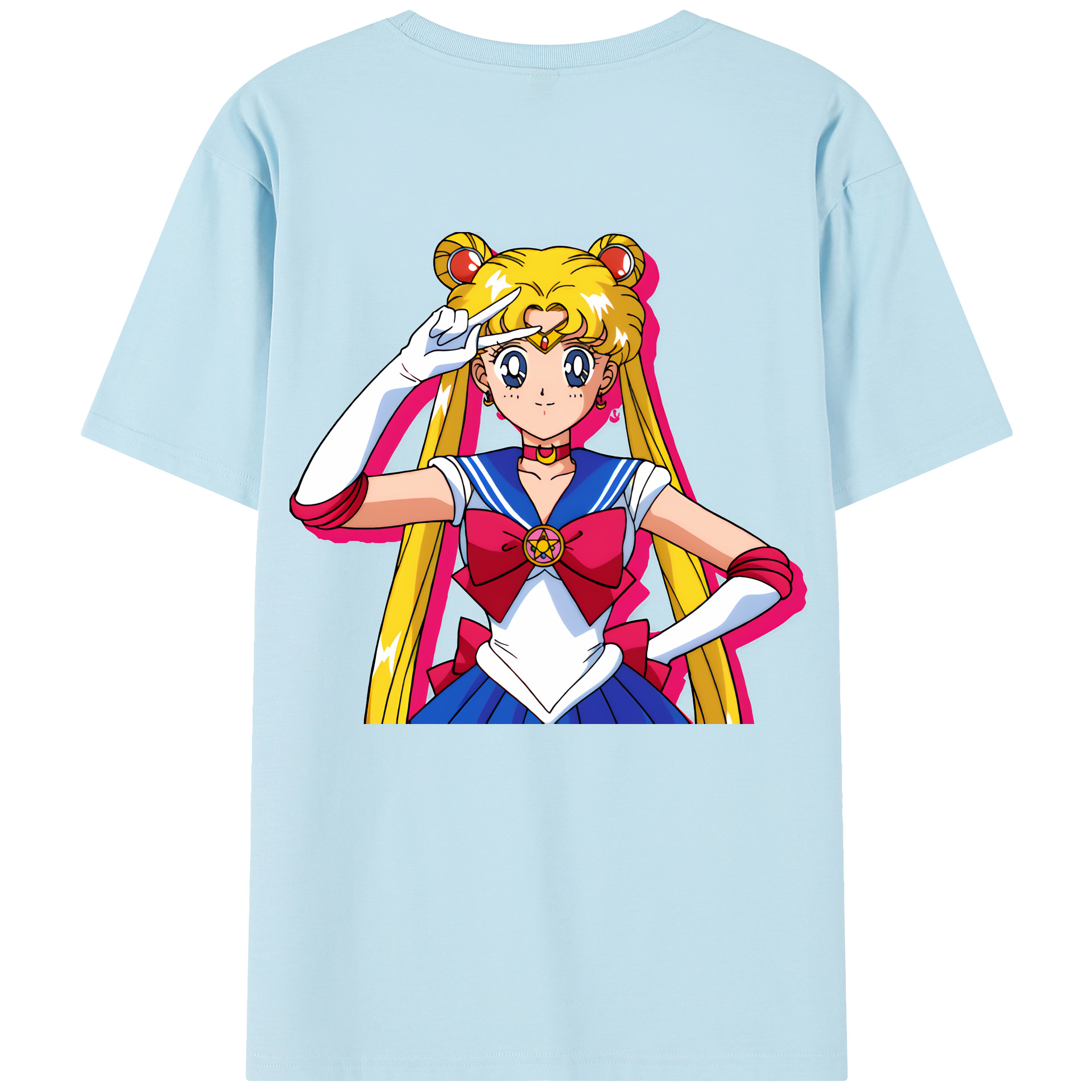 （画像用） 美少女戦士セーラームーン 月野 うさぎ つきの うさぎ Sailor Moon Tsukino Usagi 綿100％半袖Tシャツ（背面プリント）